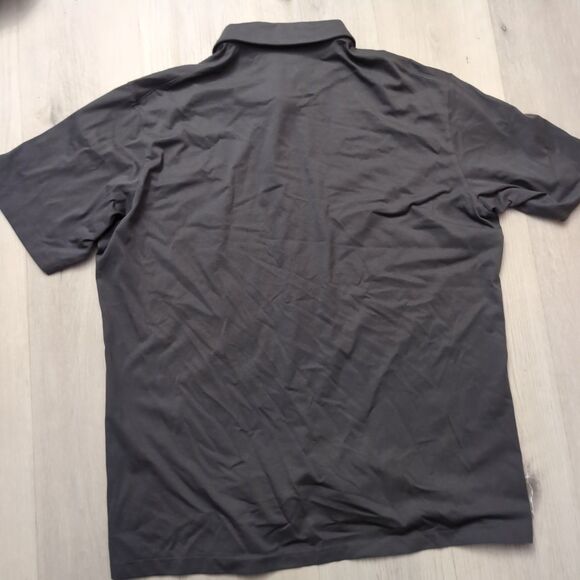 Uniqlo Airism Shirt Mens Large Gray Cotton  Open Button Up Short Sleeve - Picture 4 of 4